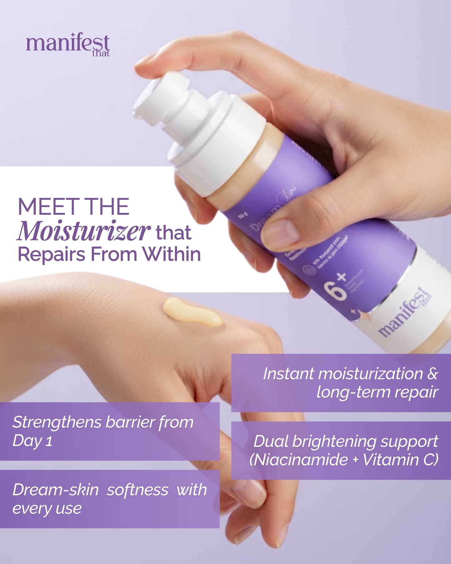 Dream Skin Barrier Repair Active Moisturizer 6+ with 1% Ceramides | Peptides | Panthenol