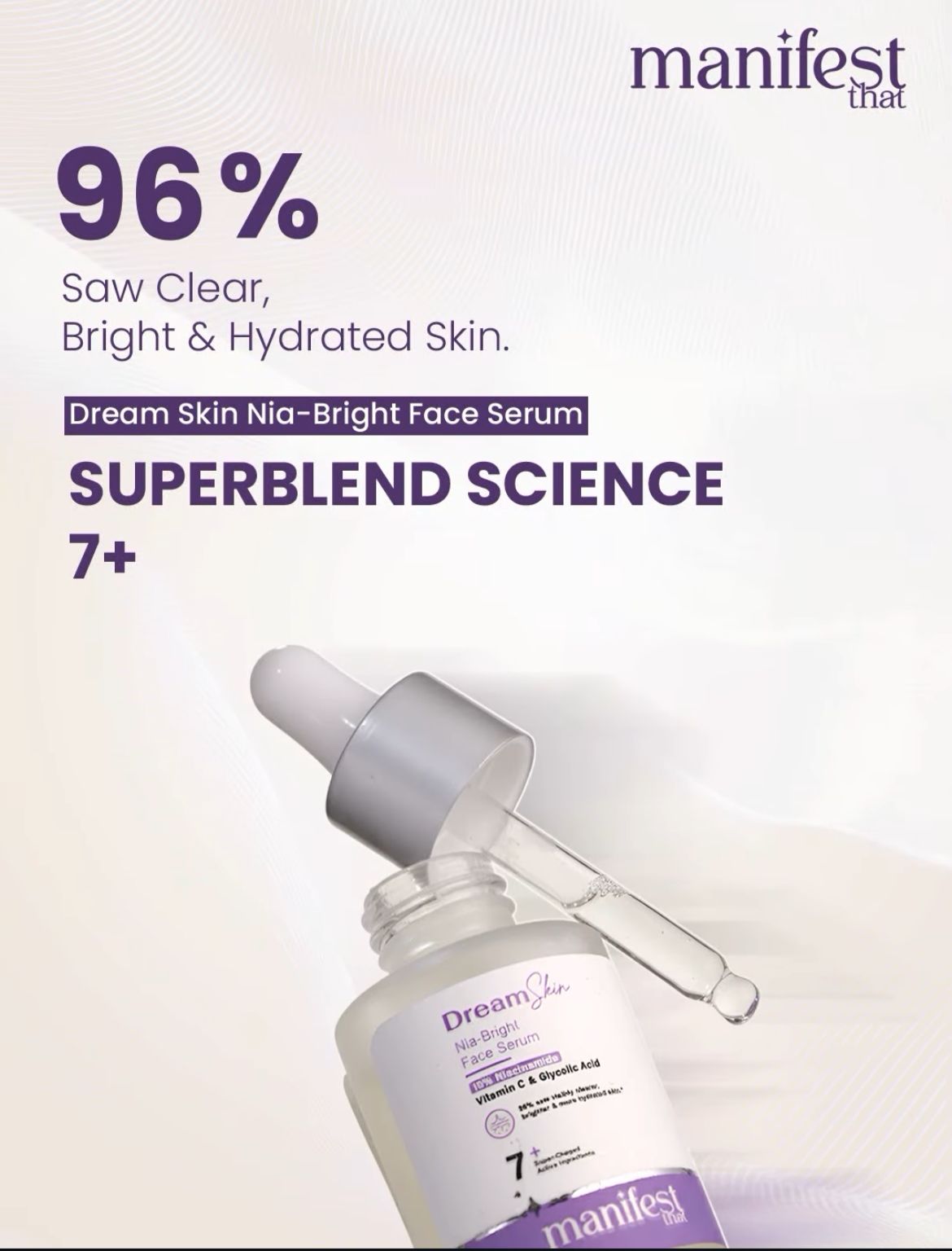 Dream Skin Nia-Bright Face Serum 7+ with 10% Niacinamide | Vitamin C | Glycolic Acid